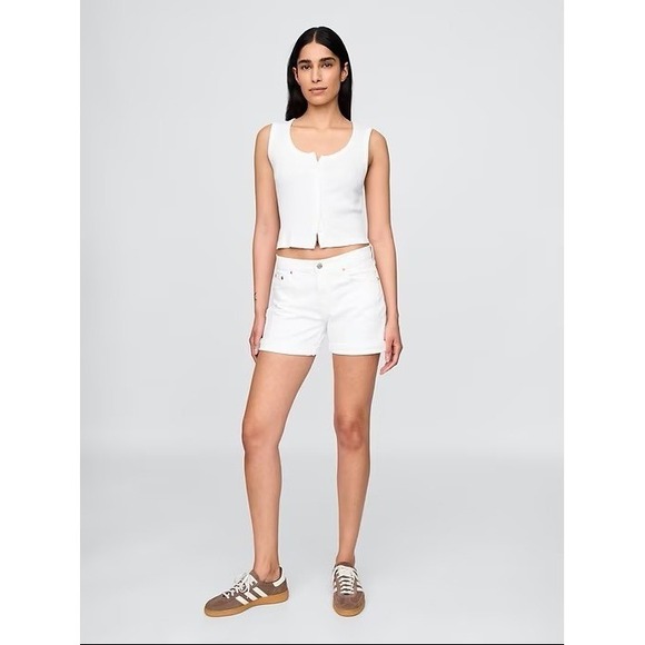 KHAKIS BY GAP 4/27 Girlfriend 5 Inch Shorts Purple Mid-Rise Casual Everyday - Picture 2 of 6